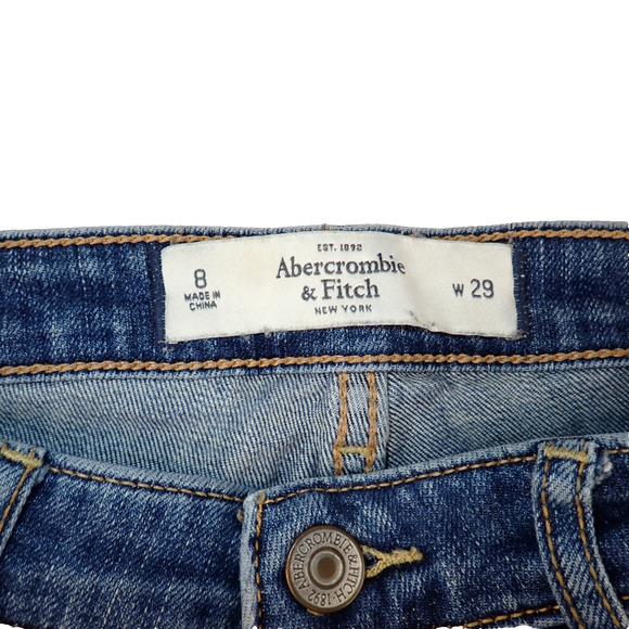 Abercrombie & Fitch Womens Low Rise Jeweled Denim Jeans Size 8 W 29 Distressed - Picture 5 of 9